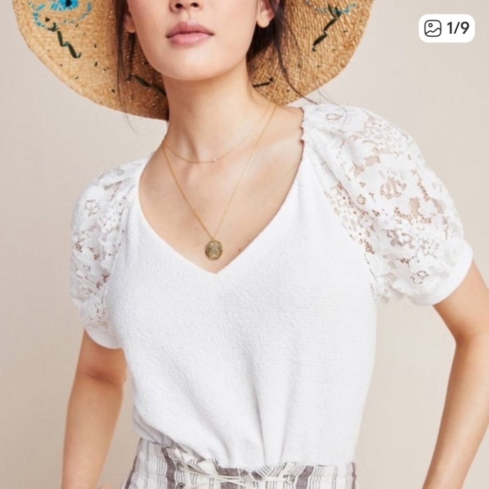New Anthropologie Sunday In Brooklyn Cady White Lace Top Size Small Coastal